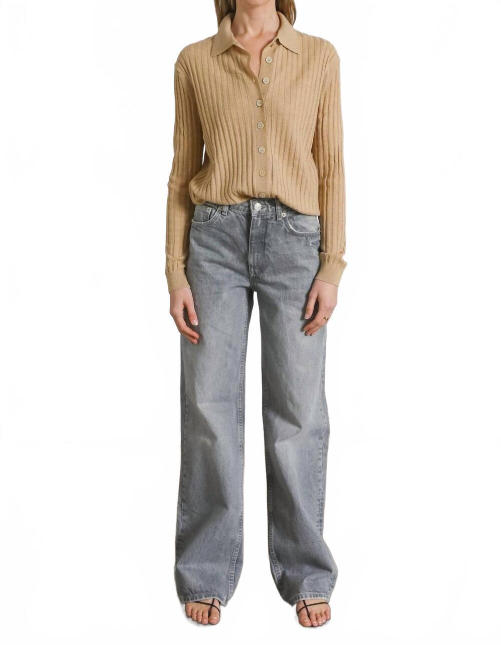 NEW ALMINA CONCEPT ribbed knit polo shirt in brown